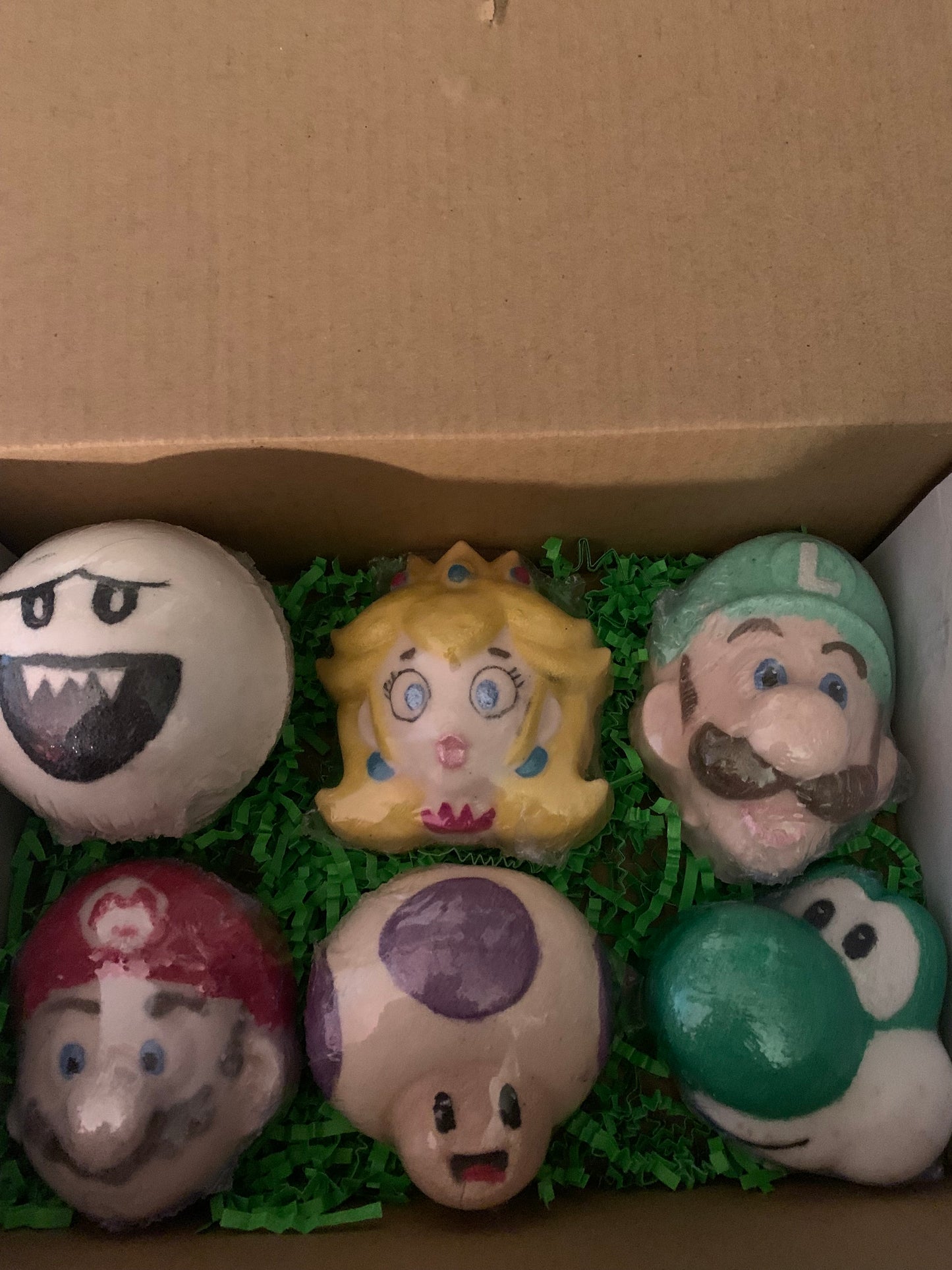 Mario Characters Bath Bomb Set each one has surprise toy inside!