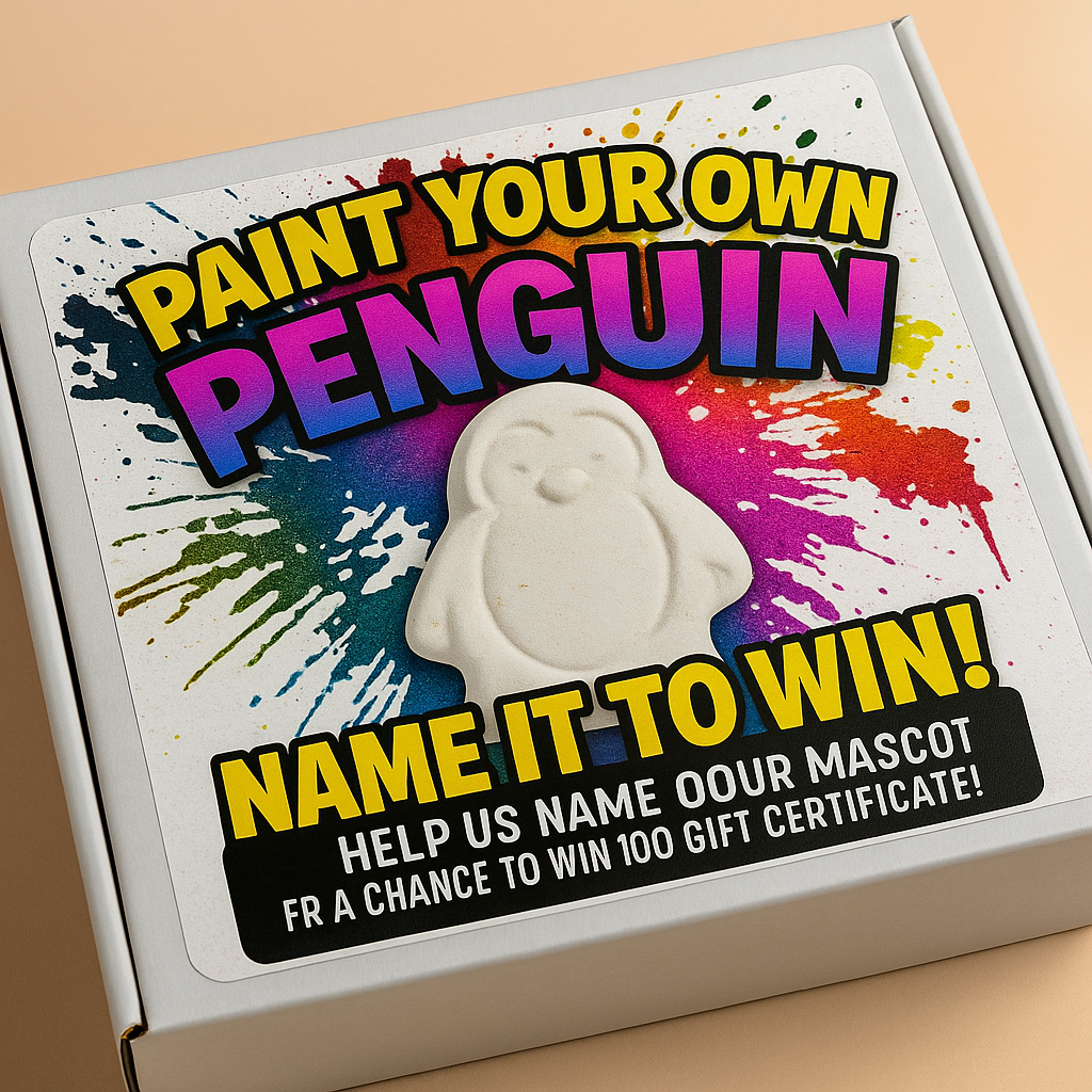 Paint Your Own Penguin Kit(FREE with $25 Purchase)
(Limited Edition – Includes Entry to Win a Prize!)