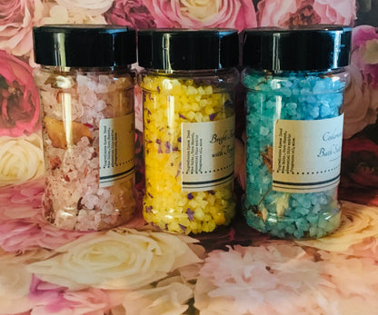 Beautifully Scented Bath Salt Bath Soaks with Flower petals