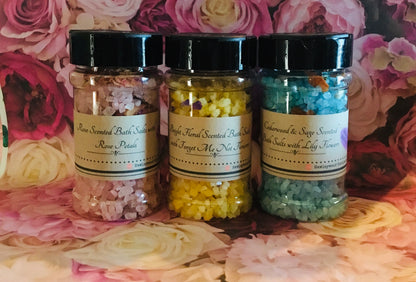 Beautifully Scented Bath Salt Bath Soaks with Flower petals