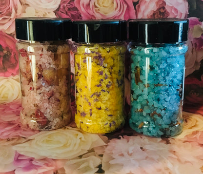 Beautifully Scented Bath Salt Bath Soaks with Flower petals