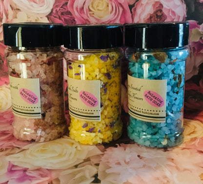 Beautifully Scented Bath Salt Bath Soaks with Flower petals