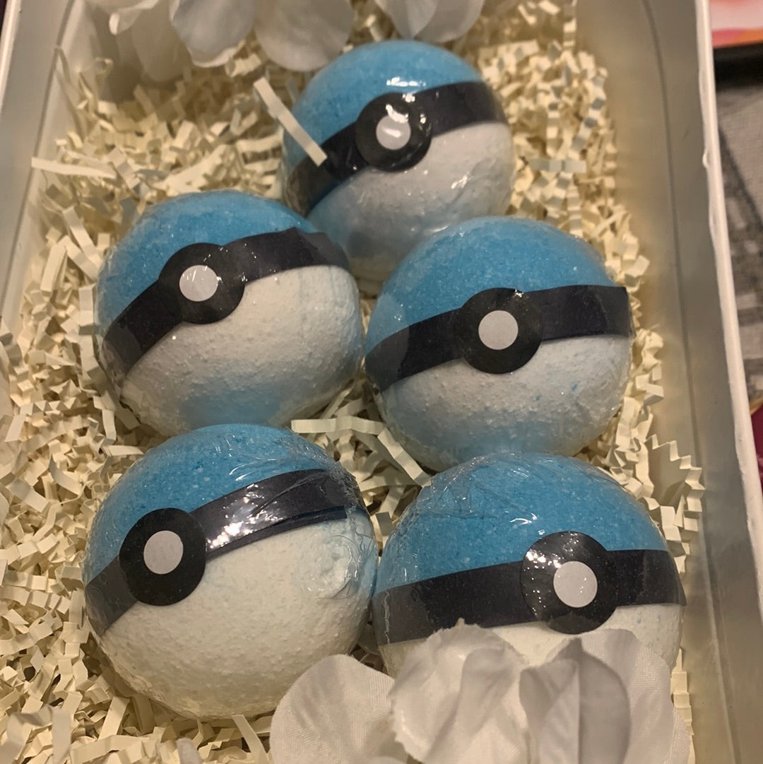 Pokéball Bath Bomb with blind surprise figure toy inside!