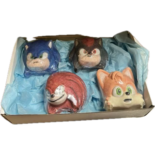 4 Piece Hand-painted Sonic Bath Bomb Gift Boxed Set