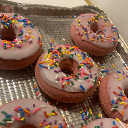 Raspberry Vanilla Donut Bath Bombs