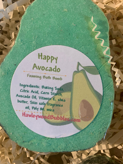 Happy Avocado Foaming Bath Bomb with Essential Oil