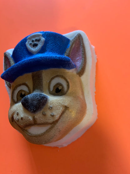 Police Patrol Dog who Chases Villians Bath Bomb with toy