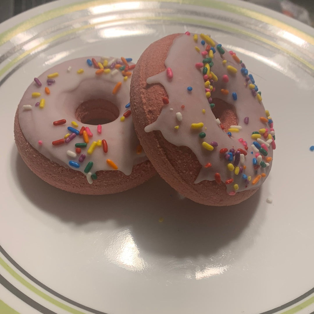 Raspberry Vanilla Donut Bath Bombs