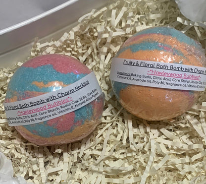 Fruity Floral Bath Bomb With Charm Necklace