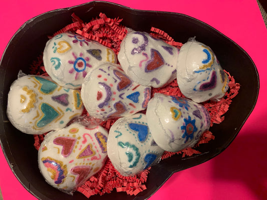 Color Surprise Sugar Skull Bath Bombs | Apple Scented | Foaming Fizz