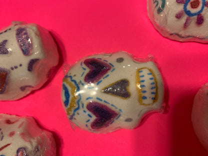 Color Surprise Sugar Skull Bath Bombs | Apple Scented | Foaming Fizz