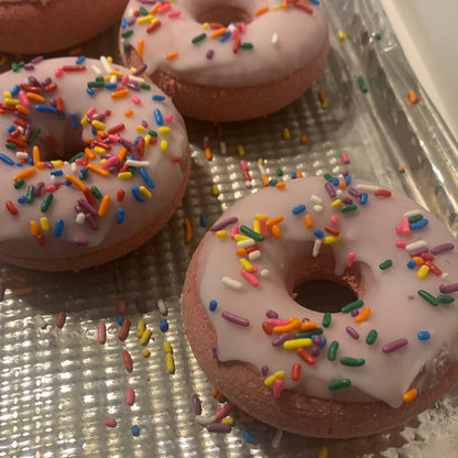 Raspberry Vanilla Donut Bath Bombs