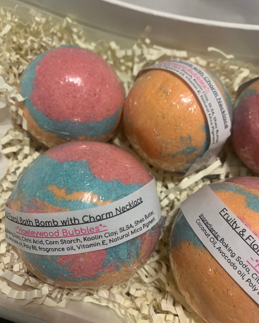 Fruity Floral Bath Bomb With Charm Necklace