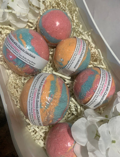 Fruity Floral Bath Bomb With Charm Necklace