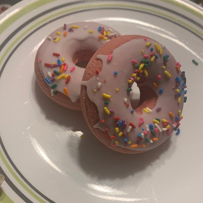 Raspberry Vanilla Donut Bath Bombs